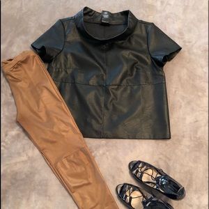 Faux Leather Boxy Top
